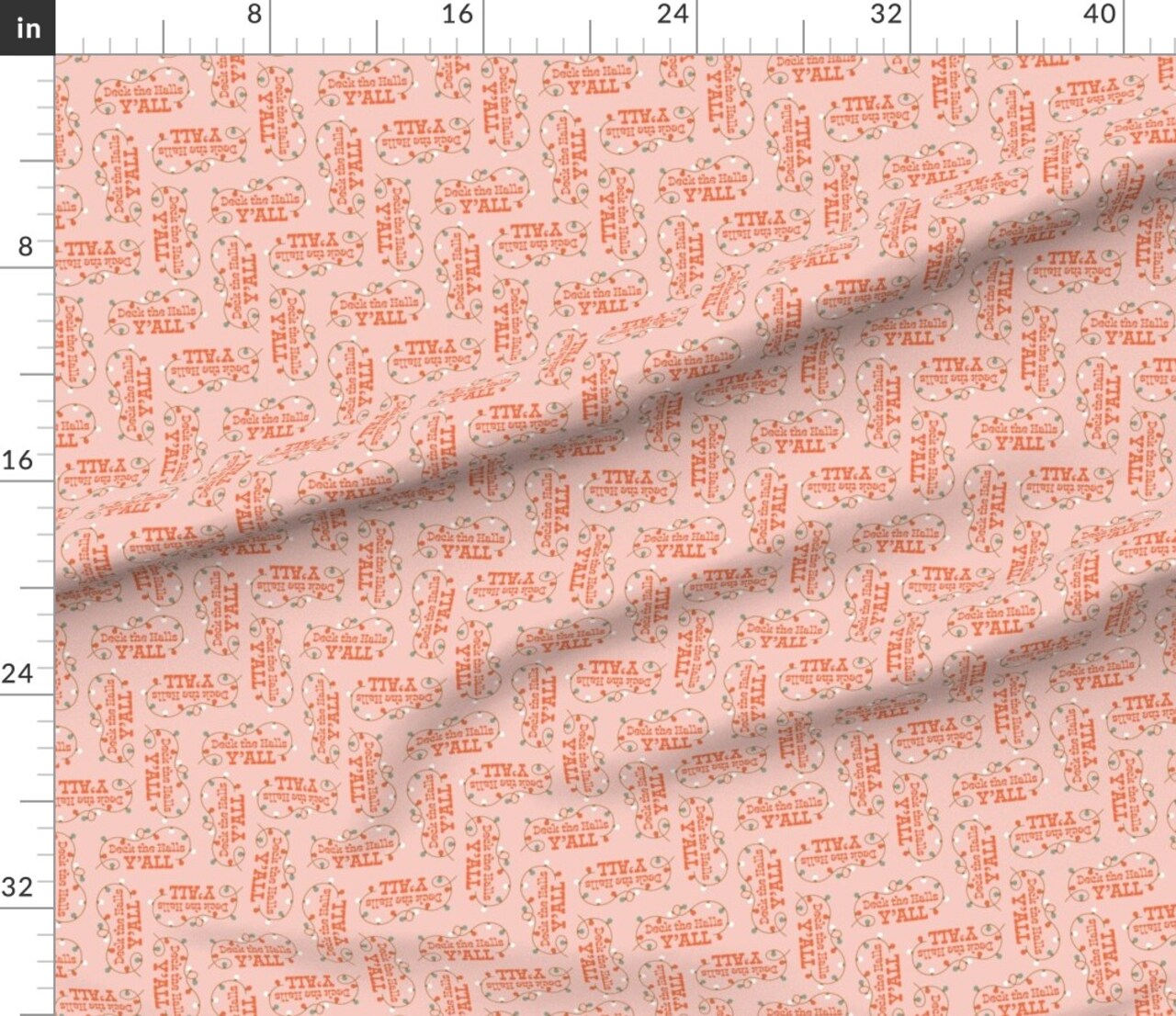 Country Retro Western Cowgirl Christmas Lights Christmas Lights Pink Cowboy Ranch Custom Printed Fabric by Spoonflower Various Fabrics by the Yard or Fat Quarter
